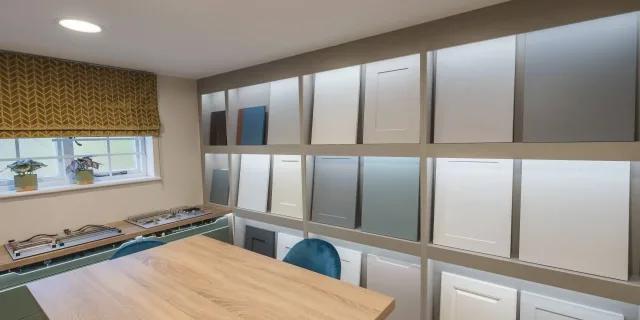 Different storage panels in the showroom, Complete Fitted Furniture.