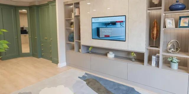 Bespoke TV cupboard with Illuminated storage, Complete Fitted Furniture.